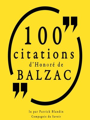 cover image of 100 citations d'Honoré de Balzac